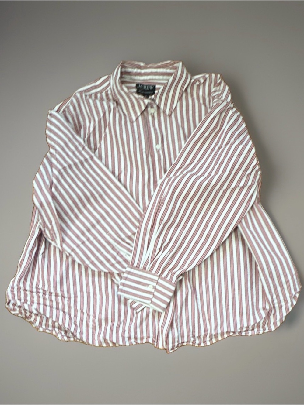J. Crew Classic Red/Pink Stripe Button-Up Shirt Extreme Oversized Fit 2X
